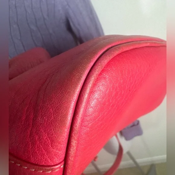 Vintage Hot Pink Genuine Leather Shoulder Bucket Hobo Bag - Picture 7 of 8